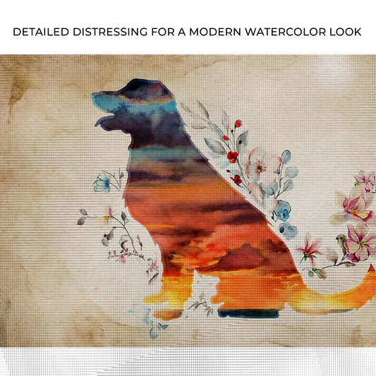 Watercolor Pet Silhouette Canvas Wall Art Zoom - Image by Tailored Canvases