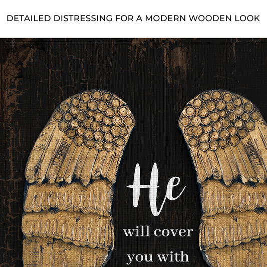 Psalm 91:4 He Will Cover You With His Feathers  Sign Zoom - Image by Tailored Canvases