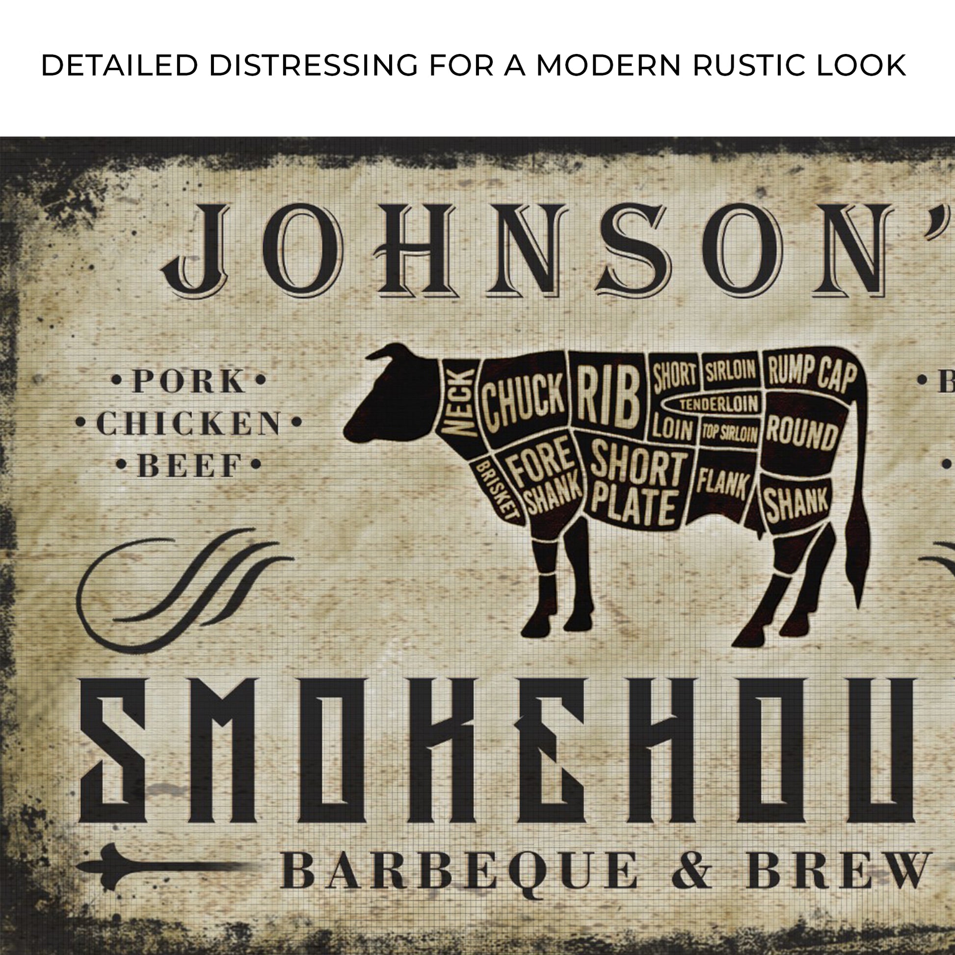 Smokehouse Barbeque And Brew Sign | Customizable Canvas Zoom - Image by Tailored Canvases