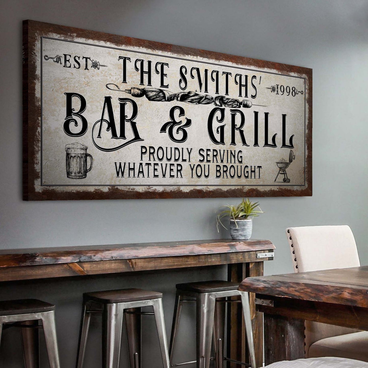 Personalized Bar and Grill Sign (Free Shipping)