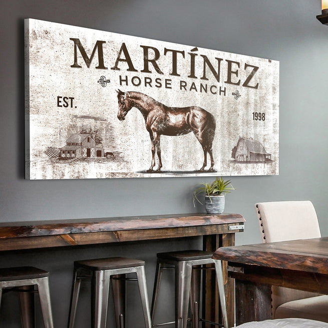 Vintage Horse Ranch Sign | Customizable Canvas by Tailored Canvases