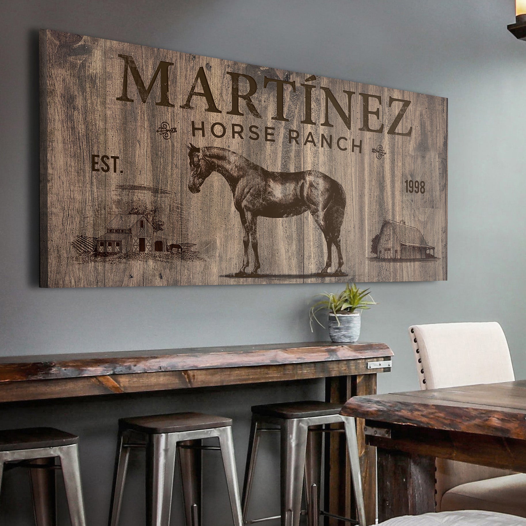 Vintage Horse Ranch Sign Style 3 - Image by Tailored Canvases