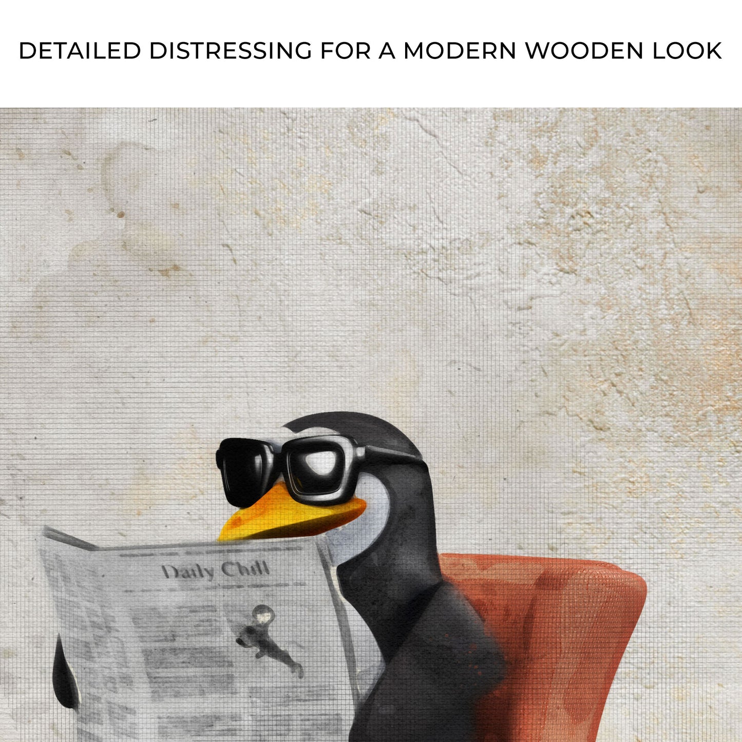 Penguin Reading Newspaper Wall Art Zoom - Image by Tailored Canvases