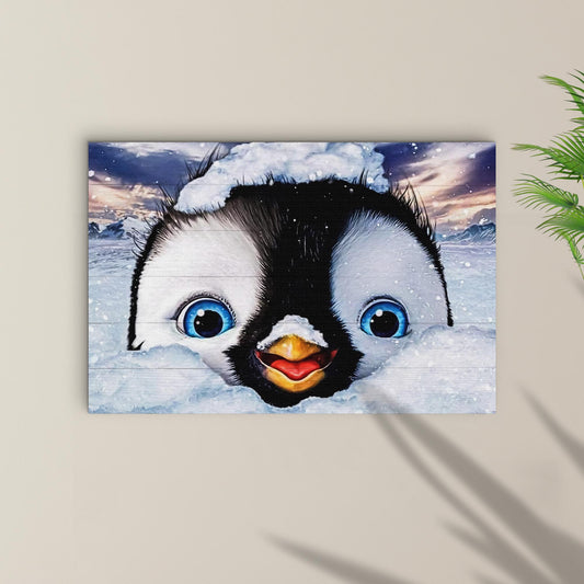 Penguin Peekaboo Painting Wall Art - Image by Tailored Canvases